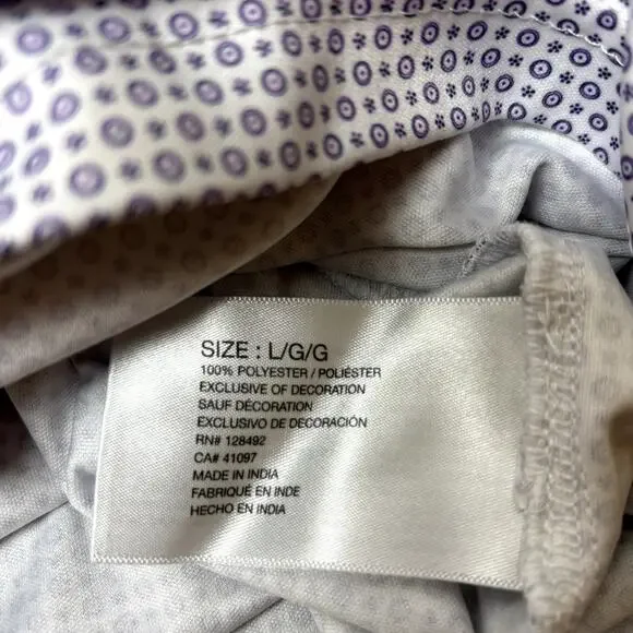 Men's Greg Norman White Purple Printed Collared Golf Play Dry Size Large Polo - Picture 5 of 6